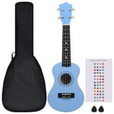 Greatstore Set soprano ukulele s obalem pro děti blankytně modré 21"