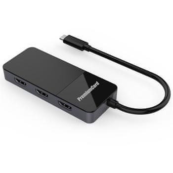 PremiumCord Adaptér USB-C (DP1.4) na 3× HDMI2.0 (triple 4K) MST Adapter ku31hdmi11