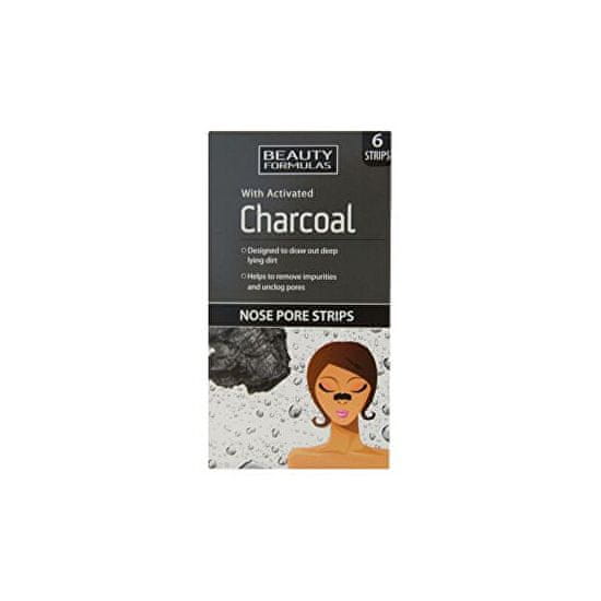 Beauty Formulas Čisticí pásky na nos s aktivním uhlím Charcoal (Nose Pore Strips) 6 ks