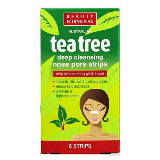 Beauty Formulas Čisticí pásky na nos Tea Tree (Deep Cleansing Nose Pore Stips) 6 ks