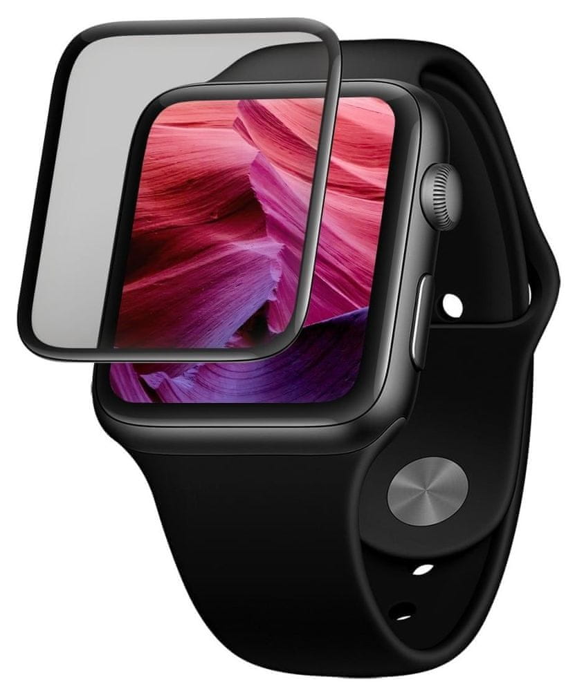 FIXED Ochranné tvrzené sklo 3D Full-Cover pro Apple Watch 40mm s aplikátorem, s lepením přes celý displej FIXG3D-436-BK, černé