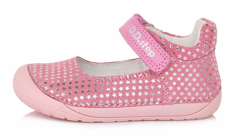 D-D-step Dívčí kožené barefoot sandály 070-980A 20 růžová
