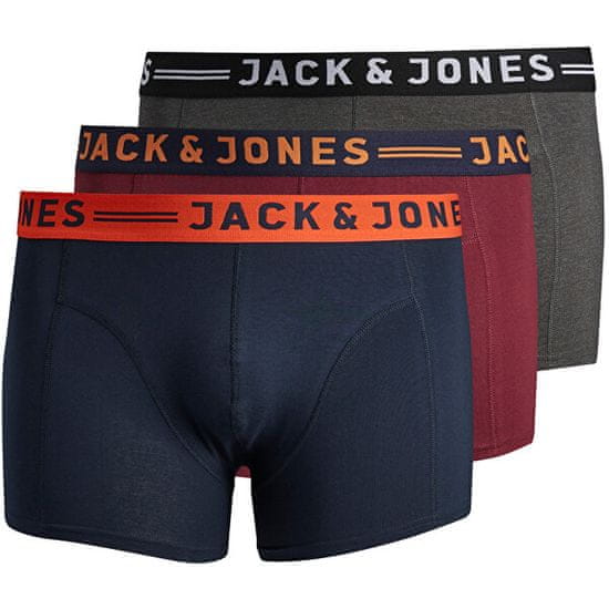Jack&Jones Plus 3 PACK - pánské boxerky JACLICHFIELD 12147592 Burgundy