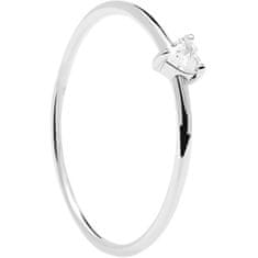 PDPAOLA Minimalistický stříbrný prsten se srdíčkem White Heart Silver AN02-223 (Obvod 50 mm)