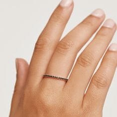 PDPAOLA Minimalistický prsten ze stříbra s černými zirkony Black Essential Silver AN02-348 (Obvod 50 mm)