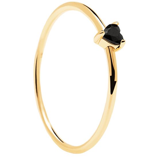 PDPAOLA Minimalistický pozlacený prsten se srdíčkem Black Heart Gold AN01-224