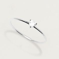 PDPAOLA Minimalistický stříbrný prsten se srdíčkem White Heart Silver AN02-223 (Obvod 50 mm)