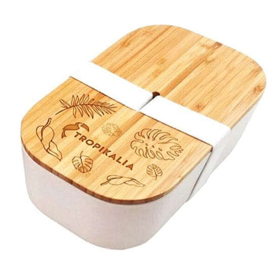 Tropikalia Lunch box ECO L s oddělovačem - Bílá páska