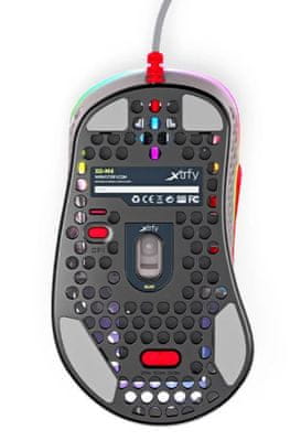 Xtrfy M4 RGB, retro (XG-M4-RGB-RETRO) myš optický senzor 16 000 DPI herní hladký skluz Omron 20M(OF) 68 gramů