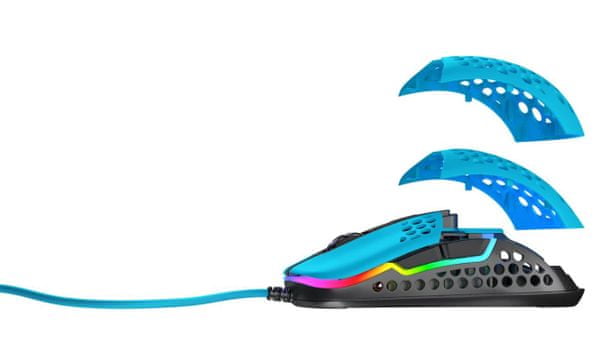 Xtrfy M42 RGB, modrá (M42-RGB-BLUE) myš optický senzor 16 000 DPI herná hladký sklz Omron 20M (OF) 59 gramov