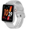 Printwell Chytré hodinky v češtině PW-101, Bluetooth 5.0, smart watch s velkým display, krokoměrem, oxymetrem, měřením tepu, tlaku, stříbrné s šedým páskem