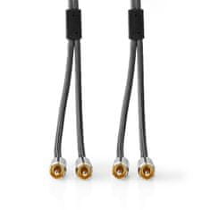Nedis Fabritallic propojovací audio kabel zástrčka 2x cinch - zástrčka 2x cinch, 1 m (CATB24200GY10)