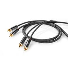 Nedis Fabritallic propojovací audio kabel zástrčka 2x cinch - zástrčka 2x cinch, 3 m (CATB24200GY30)
