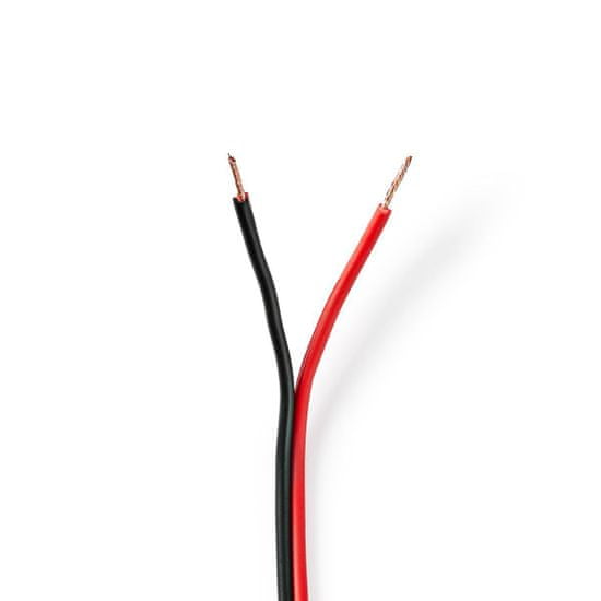 Nedis reproduktorový kabel 2 x 0.75 mm měděný, černý/červený vodič, 100 m cívka (CABR0750BK1000)