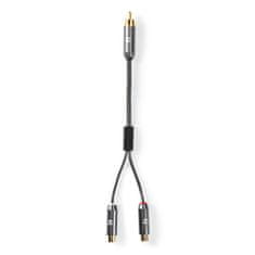 Nedis Fabritallic propojovací audio kabel k subwooferu zástrčka cinch - zásuvka 2x cinch, 0.2 m (CATB24010GY02)