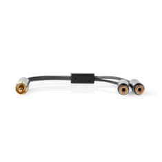 Nedis Fabritallic propojovací audio kabel k subwooferu zástrčka cinch - zásuvka 2x cinch, 0.2 m (CATB24010GY02)