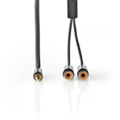 Nedis Fabritallic propojovací audio kabel zástrčka jack 3.5mm - zásuvka 2x cinch, 0.2 m (CATB22250GY02)