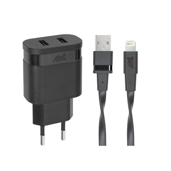 RivaCase Riva Power 4125 BD2 síťová nabíječka 3,4 A/ 2 USB, černá + Mfi Apple Lightning kabel