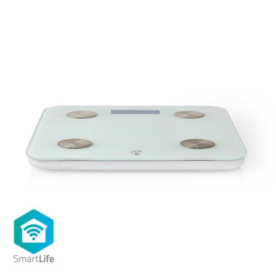 Nedis SmartLife chytrá osobní váha z tvrzeného skla, BMI, tuk, voda, kosti, svaly, bílkoviny (WIFIHS10WT)