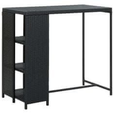 shumee Barový stolek s úložným regálem černý 120x60x110 cm polyratan