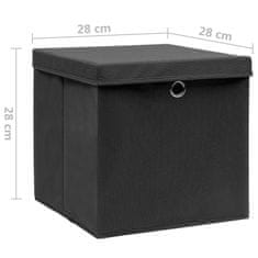 shumee Úložné boxy s víky 4 ks 28 x 28 x 28 cm černé