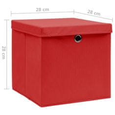 shumee Úložné boxy s víky 4 ks 28 x 28 x 28 cm červené