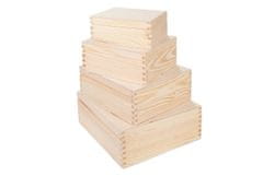 Čisté dřevo Dřevěné krabičky - set 4ks