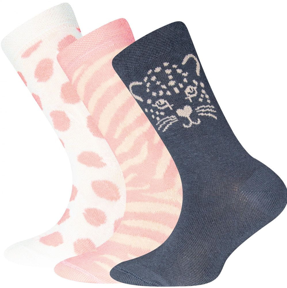EWERS 3pack dívčích ponožek s kočkou 201280 23-26 růžová