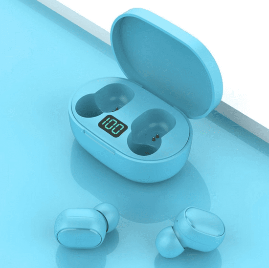 MXM Bezdrátová sluchátka E6S s bluetooth 5.0 a dobíjecím pouzdrem - Modrá