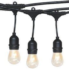 Timeless Tools Voděodolný světelný dekorační řetěz, 15 ks E27 LED žárovek, 14,6 m, teplá bílá