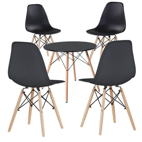 Timeless Tools 4 ks moderních jídelních židlí se stolem, více barev - černá