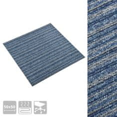 Greatstore Kobercové podlahové dlaždice 20ks 5 m2 50x50 cm pruhované modré