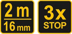 Vorel Metr svinovací 2 m x 16 mm žluto - černý