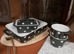 Isabelle Rose Keramická máslenka nebo zapékací miska s pokličkou a puntíky černá