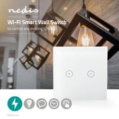 Nedis SmartLife chytrý WiFi nástěnný spínač, dvojitý (WIFIWS20WT)