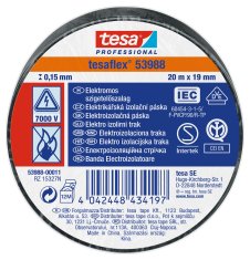 Tesa PVC elektroizolační páska (IEC 60454-3-1), černá, 20m x 19mm, 10pack
