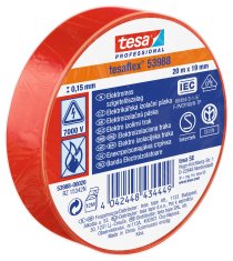 Tesa PVC elektroizolační páska (IEC 60454-3-1), červená, 20m x 19mm, 10pack