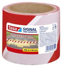 Tesa SIGNAL Bariérová výstražná páska, bez lepidla, červeno-bílá, 100m:80mm