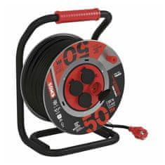 Emos  Prodlužovací přívod - na bubnu, guma, 4 zásuvky, 50m, černý kabel, 3x1,5mm2