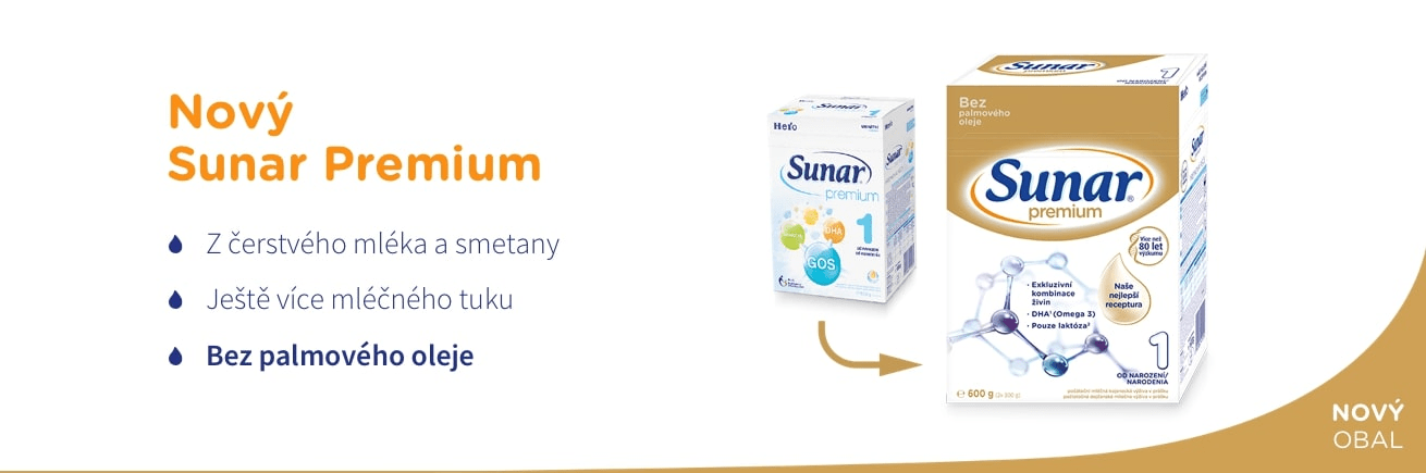 Sunar Premium 1, počáteční kojenecké mléko, 6 × 600g