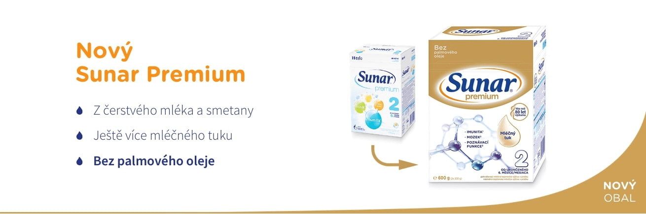Sunar Premium 2, pokračovací kojenecké mléko, 6 × 600g