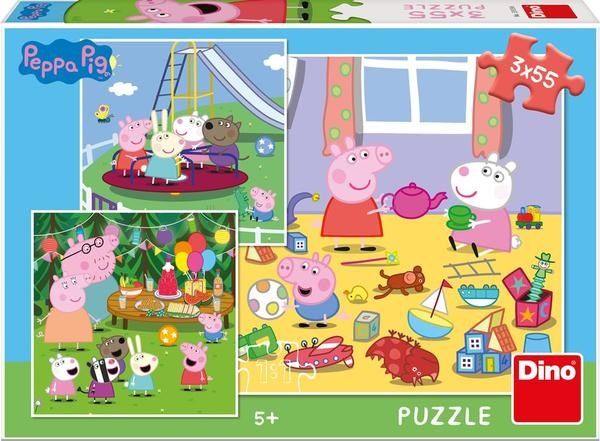 Dino Peppa Pig na prázdninách puzzle 3x55 dílků