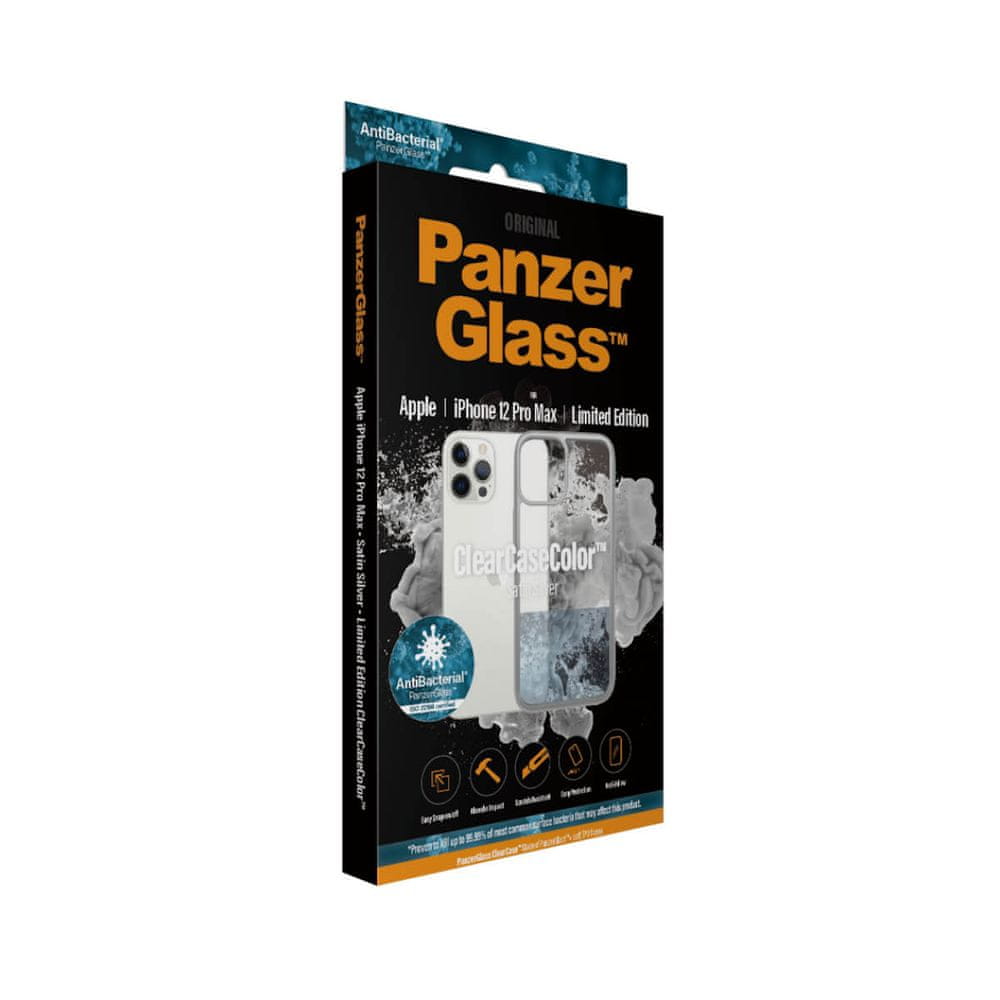 PanzerGlass ClearCase Antibacterial pro Apple iPhone 12 Pro Max (stříbrný - Satin Silver) 0272