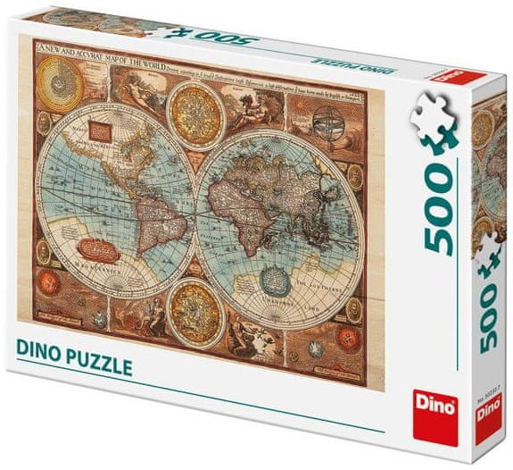 Levně Dino Mapa světa z r.1626 puzzle 500 dílků