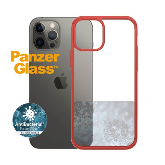PanzerGlass ClearCase Antibacterial pro Apple iPhone 12/12 Pro (červený - Mandarin Red) 0280