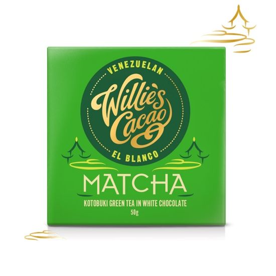 Willies Cacao Čokoláda bílá MATCHA, Kotobuki green tea, 50g