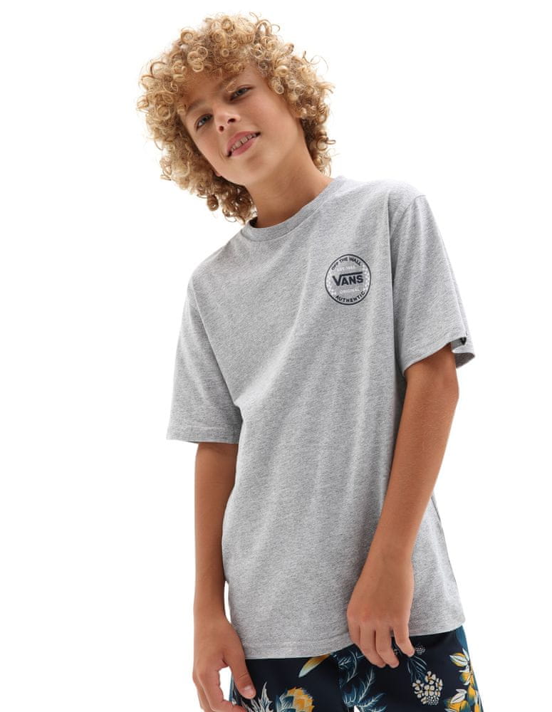Vans chlapecké tričko By Authentic Checker VN0A543ZATH1 XL šedá