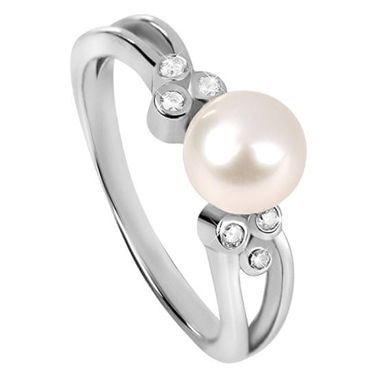 Silver Cat Stříbrný prsten se zirkony a perličkou SC312