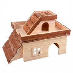 Duvo+ Domeček dřevěný pro drobné hlodavce 34x24x22cm