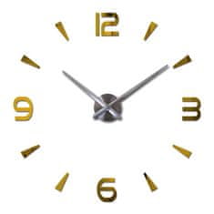 Daklos Velké nalepovací 3D nástěnné analogové hodiny - 4 čísla - zlaté
